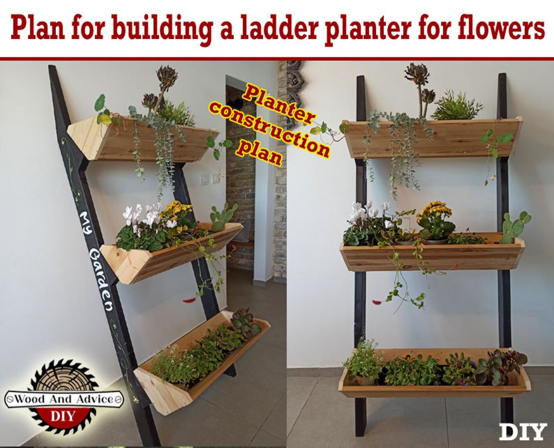 DIY 3tier Planter Stand Plans Vertical Ladder Plans Garden Etsy