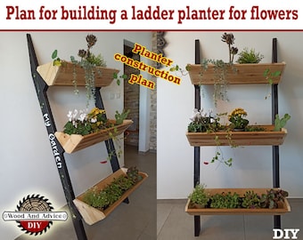 DIY 3-Tier Planter Stand Plans, Vertical Ladder Plans, Garden Planter Plans, Outdoor Planter DIY PDF Download