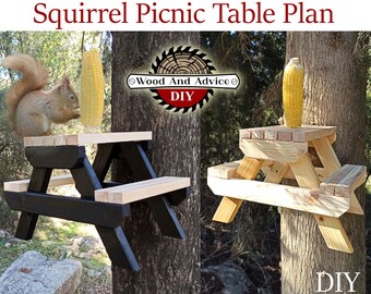 Squirrel Picnic Table Feeder, Squirrel Table, Pet Feeder, DIY Squirrel Feeder, DIY mini table feeder, DIY crafts, Miniature Picnic Table