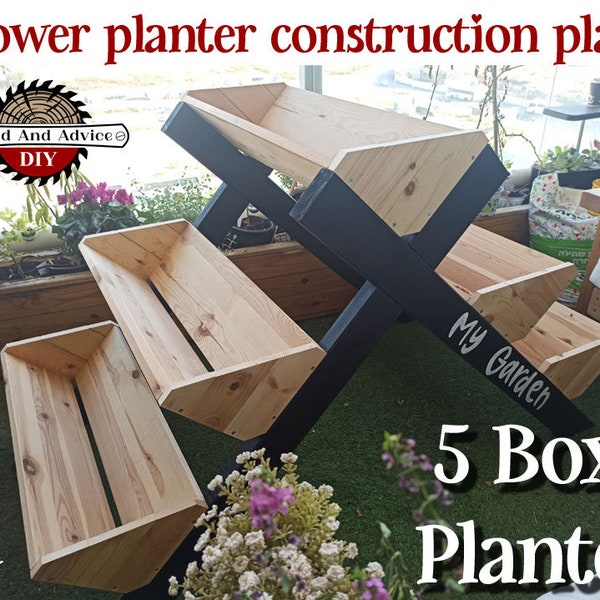 5 Box Tier Planter Plans, Multi-Tier Planter, Fence Picket Planter Plans, Garden Planter Plans, Flower Box Plans, DIY Flower Box, Herb box