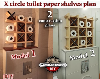 DIY plan | Tic Tac Toe Toilet Paper Holder | Bathroom decor and storage Wooden wall mounted shelves fun modern organizer DIY
