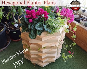 Wooden hexagonal planter plan. Planter plan for home and garden.Cedar planter box build plans, Digital build plans,Digital download.DIY