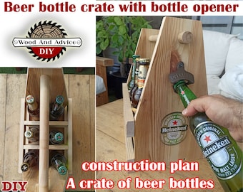 Beer bottle crate plan with bottle opener, DIY box,Beer holder Plan/Beer Tote Plan/wood beer tote plan/craft beer tote plan/6 pack beer plan