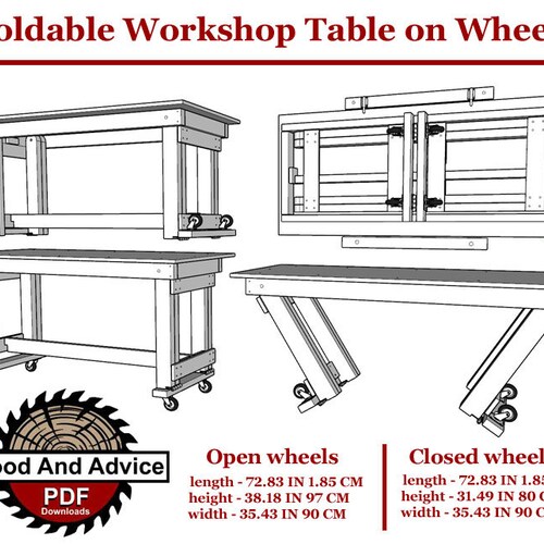 Foldable Table on Wheels DIY Plans & Instructions Etsy