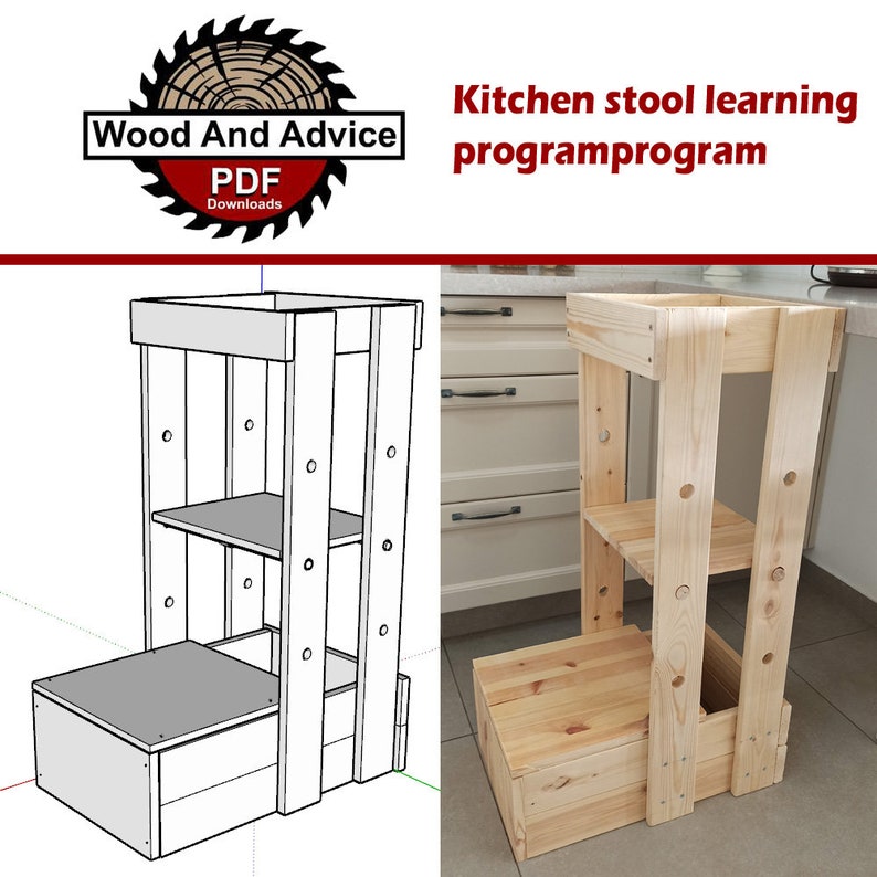 Kitchen Learning Stool Plan/kitchen Helper Stand Plan/little Etsy
