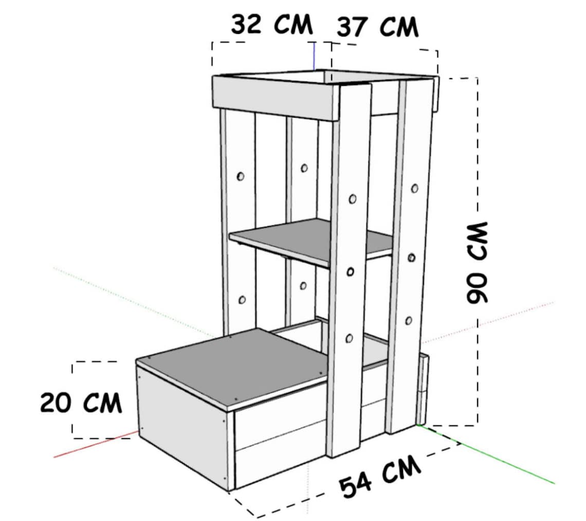 Kitchen Learning Stool Plan/kitchen Helper Stand Plan/little Etsy