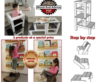 Kitchen Learning stool plan/kitchen  stand plan/little chef stool plan/kitchen plan/wood kitchen learning stand plan/tower plan