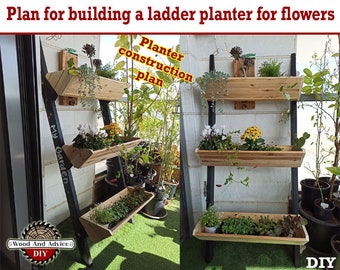 DIY 3-Tier Planter Stand Plans, Vertical Ladder Plans, Garden Planter Plans, Outdoor Planter DIY PDF Download