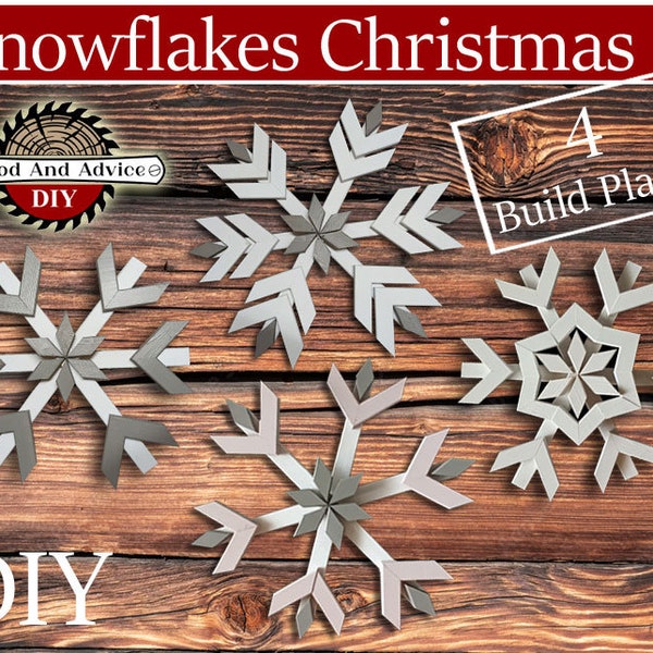 4 Large Snowflakes , From One Picket, One Picket Snowflakes, Christmas Snowflake Build Plans, Build Plans, Woodworking Build Plans, DIY