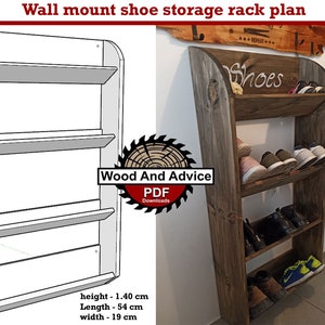 wall mount shoe storage rack plan/storage rack plan/wall shoe storage shelf plan/shoe storage plan/wall storage shelf plan/wood shelf plan