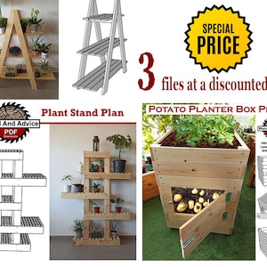 3 files at a discounted price,Organic Potato Planter Plan/Potato,Craft show display stand plan/ladder display stand plan/wood display