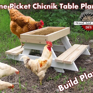 One Picket Chicnik Table Plans DIY, Digital Plans, Chicken Table, Chicken Picnic Table, Plans, DIY, Build Plans, Chicken Picnic Table, Wood