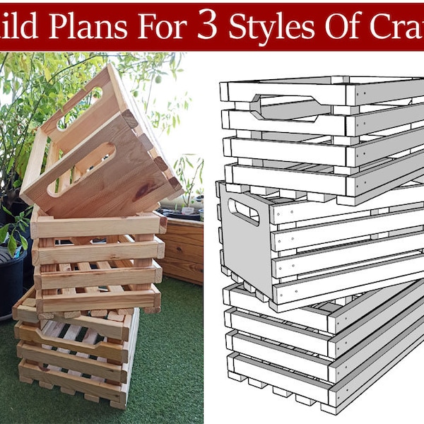 Plans de construction pour 3 styles de caisses : 2 caisses ET la caisse au bout solide, plans de caisse en bois, plans de caisse, plans de caisse en bois à faire soi-même