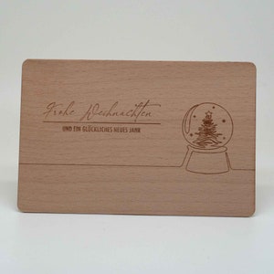 Grußkarte aus echtem Buchenholz mit Kuvert / besondere Geschenkkarte zu Weihnachten