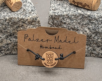 Leather strap adjustable with cherry real wood pendant "Pälzer Mädel"