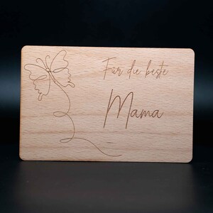 Grußkarte aus echtem Buchenholz mit Kuvert / besondere Geschenkkarte für die beste Mama / beste Mutter