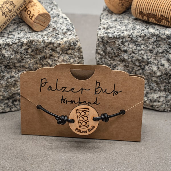 Armband Echtholz-Kirsche mit verstellbarem Lederarmband " Pfälzer Bub"