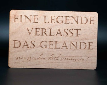 Greeting card made of real beech wood with envelope / special gift card for retirement / pension