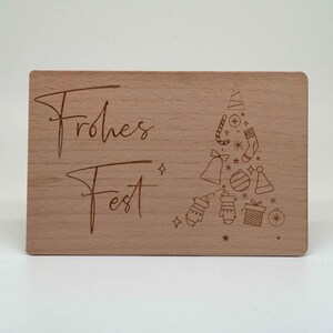 Grußkarte aus echtem Buchenholz mit Kuvert / besondere Geschenkkarte zu Weihnachten
