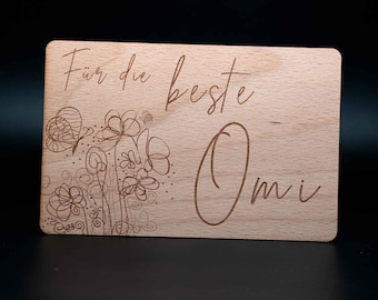 Greeting card made of real beech wood with envelope / special gift card for the best grandma / best grandma