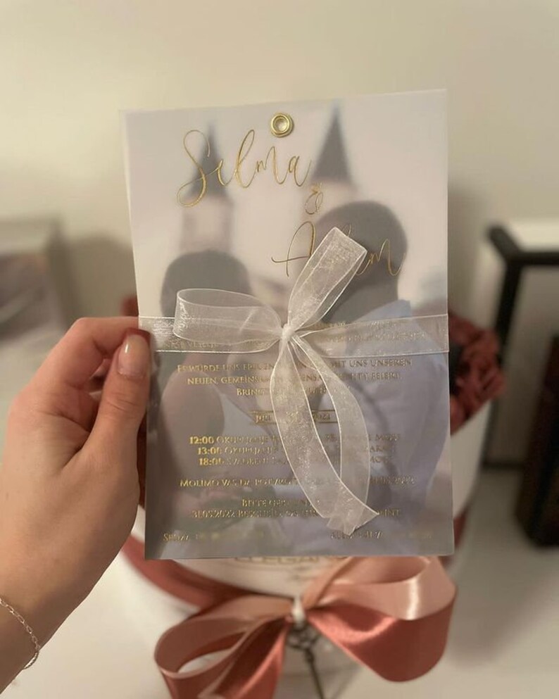 Vellum Wedding Invitations Vellum Invitations Gold Foil Etsy