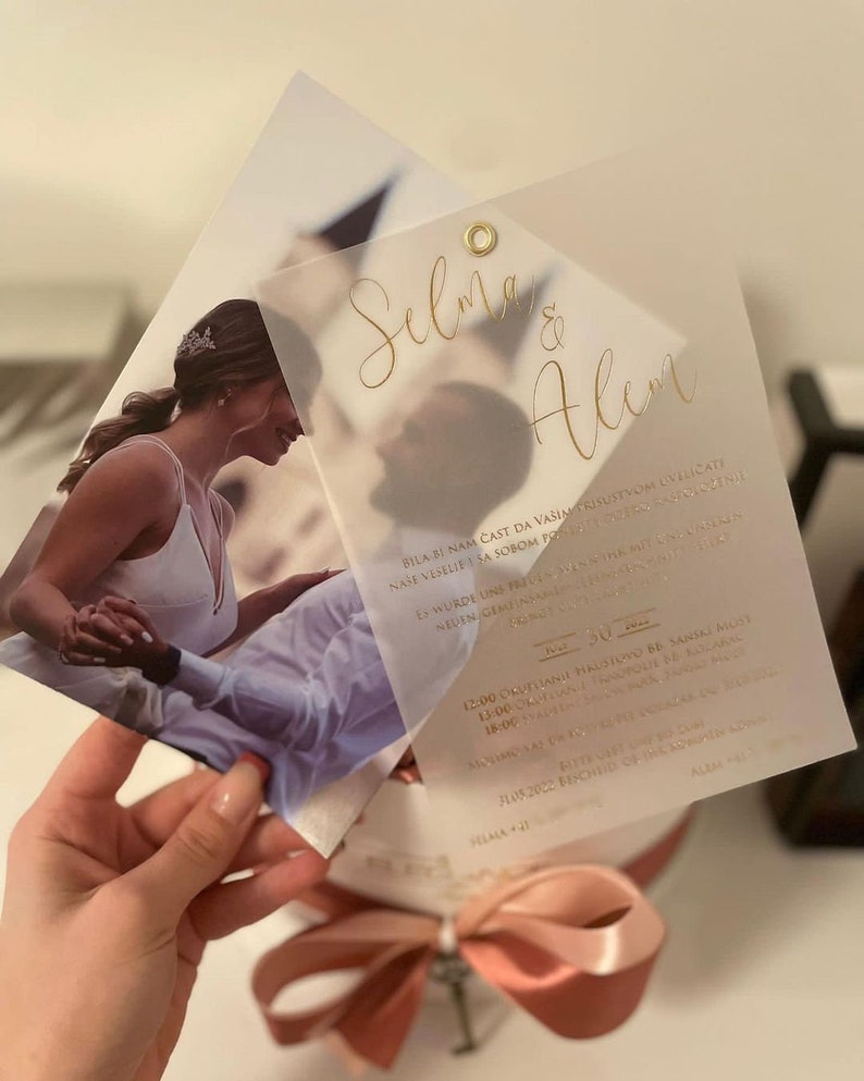 Vellum Wedding Invitations Vellum Invitations Gold Foil Etsy