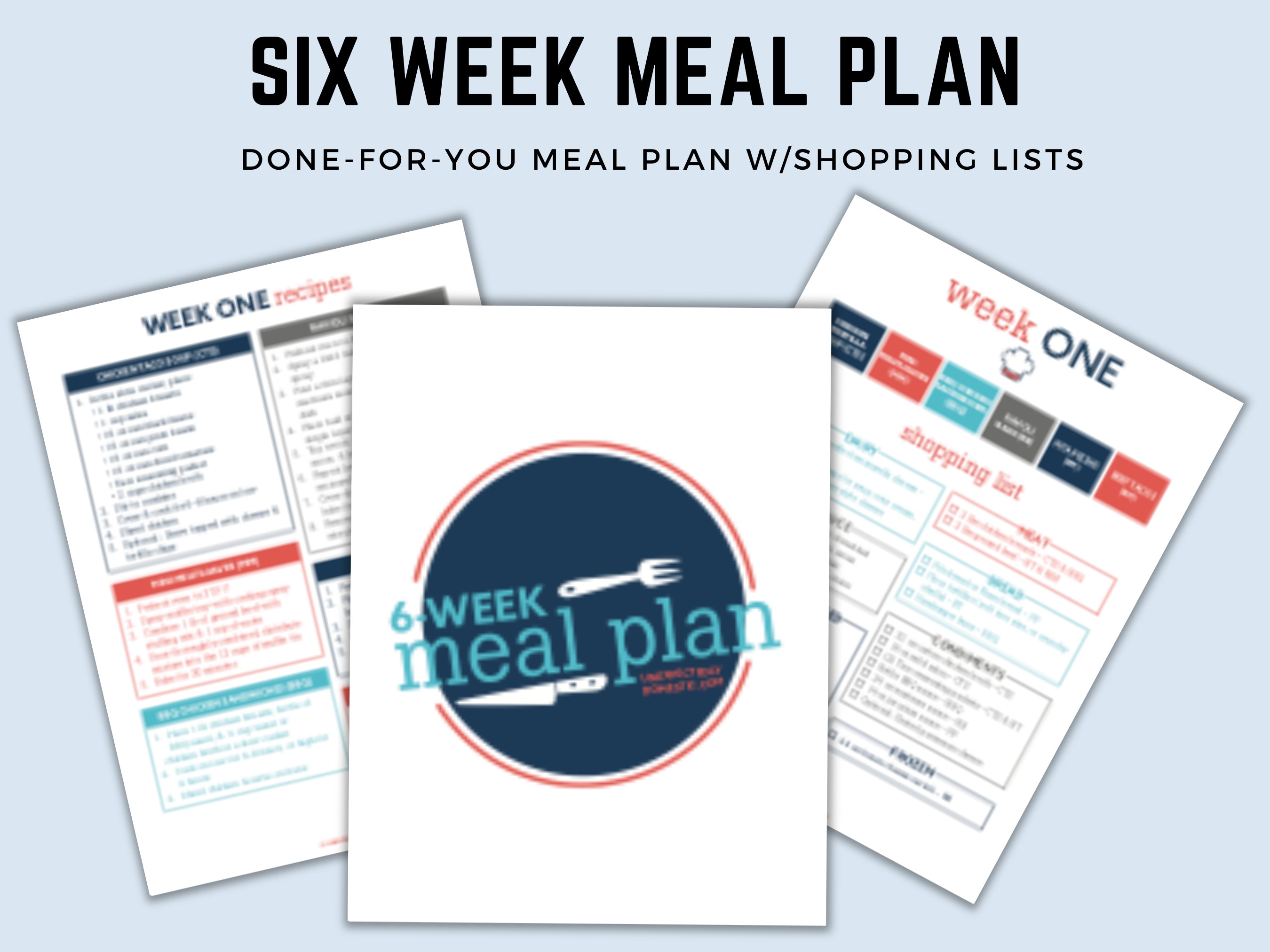 6 Week Meal Plan Done-For-You Meal Plan &amp; Shopping List | Etsy