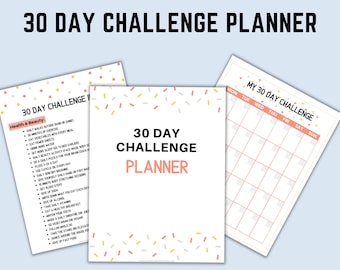 30 Day Challenge Planner | 30 Day Challenge Printable | 30 Day Challenge Template | Self Care Tracker | Habit Tracker | Self Care Checklist