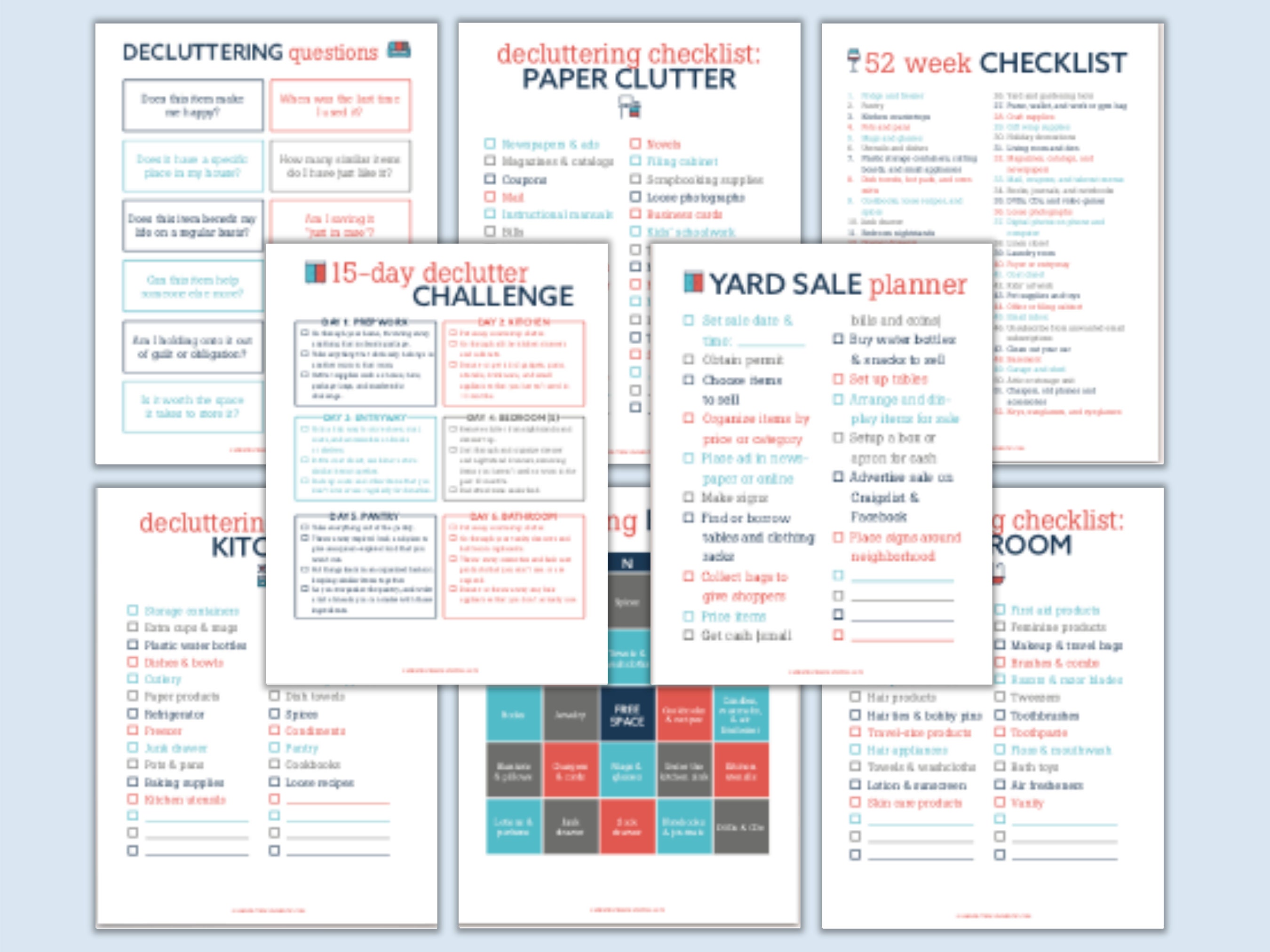 Decluttering Planner | Checklist | Home Organization Printable ...