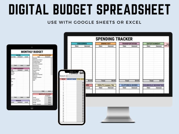 Easy Budget Spreadsheet | Digital Budget Planner | Excel Budget | Google Sheets Budget | Budget Spreadsheet Beginner |Digital Budget Tracker