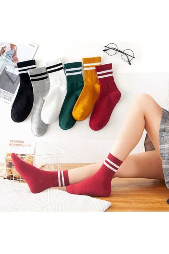 Women Colourful Stripe Socks 6 Pairs of 