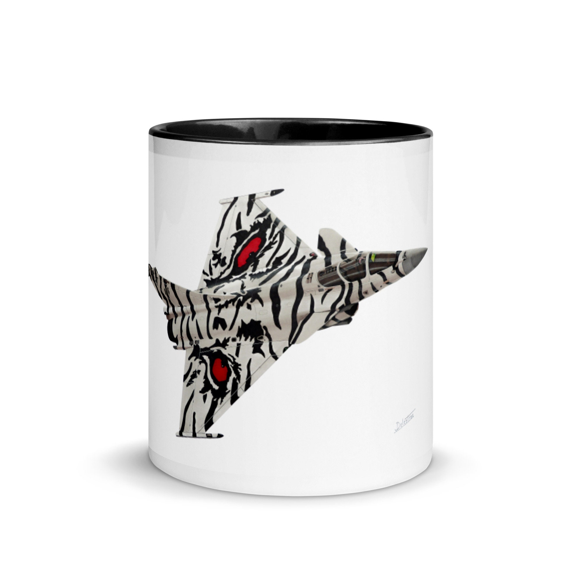 Mug - Rafale Illustration d'aviation Faite à La Main Mug d'avion avec Couleur L'intérieur Art Tradit