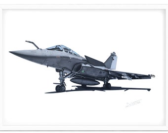 Dassault Rafale M - Handmade aviation illustration -  Airplane Poster Wall Art - Print drawing - traditional art