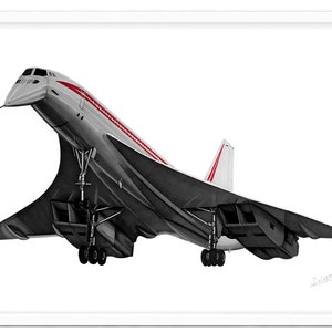 Concorde - Handmade aviation illustration -  Airplane Poster Wall Art - Print drawing - traditional art