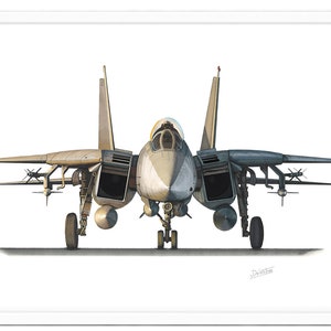 F14 Tomcat  Handmade aviation illustration  Airplane Poster Wall Art  Print drawing  Navy jet  TopGun