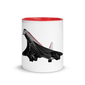 MUG - Concorde - Handmade aviation illustration - Airplane Mug with Color Inside - traditional art