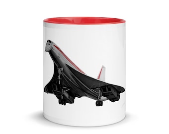MUG - Concorde - Handmade aviation illustration - Airplane Mug with Color Inside - traditional art