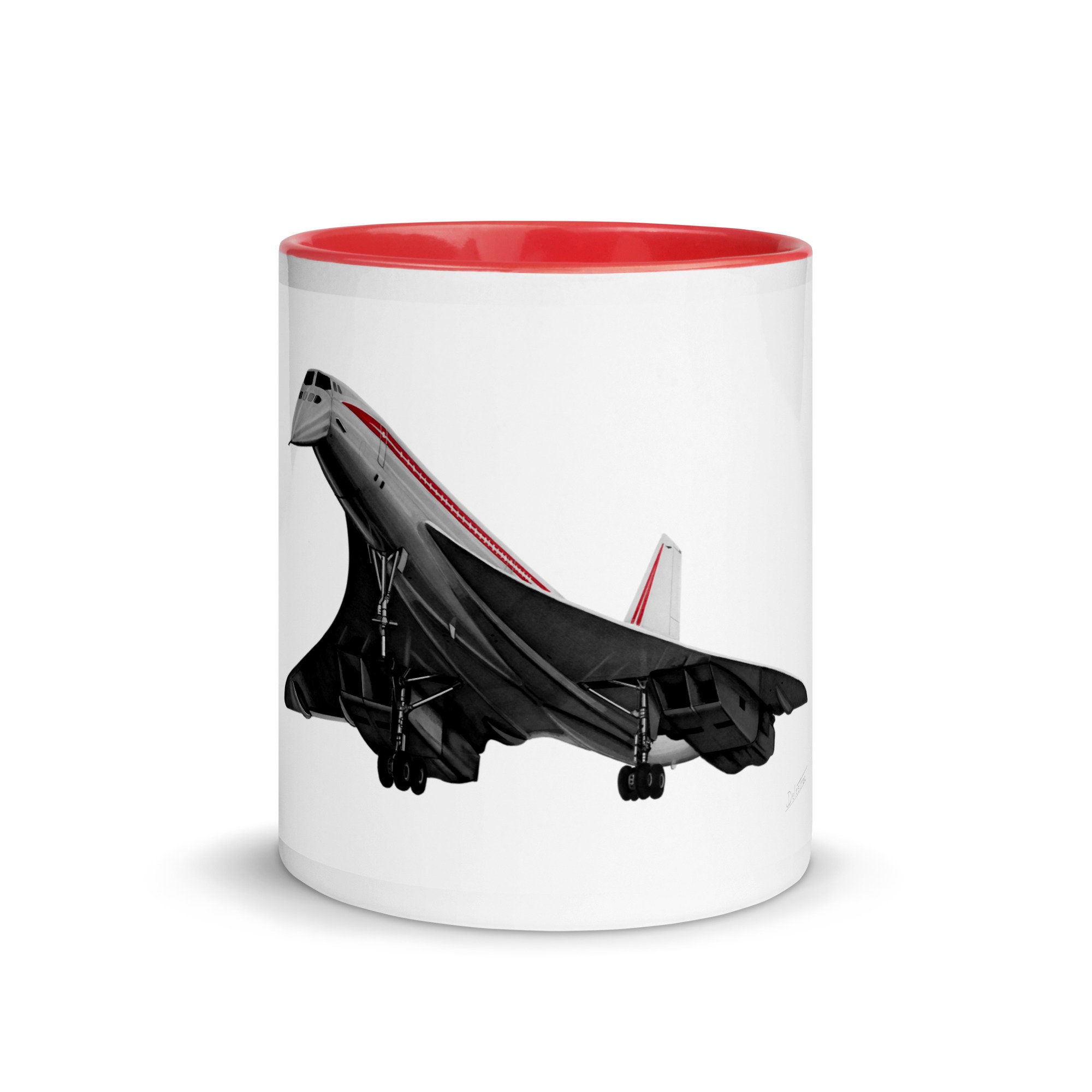 Mug - Concorde Illustration d'aviation Faite à La Main Mug d'avion avec Couleur L'intérieur Art Trad