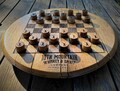 Whiskey Barrel Checkerboard: Handmade Rustic Board Game with Wood Checkers