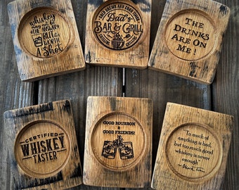 Whiskey Barrel Coasters, Fathers Day, Groomsman Gift, Business Gifts, Employee gifts, Wedding Gift, Anniversary Gift, Coasters, Barware