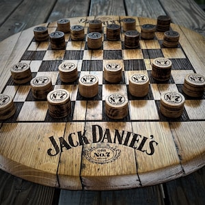 Whiskey Barrel Checker/Chess Board, Checker Boards, Handmade Games, Boardgame, Christmas , Anniversary, Housewarming, Wedding gift, Rustic