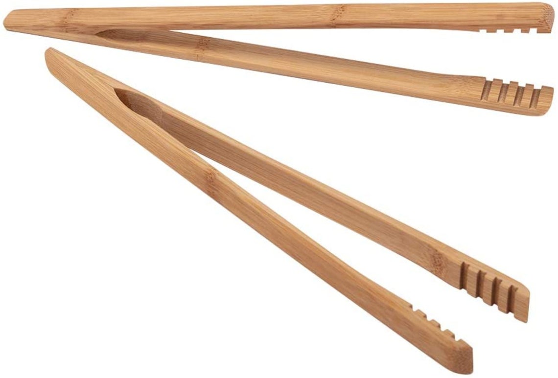 2 Pieces Bamboo Toast Tongs 10.2 Inches Long Wood Toaster Etsy
