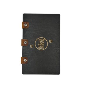 Custom Wooden Check Presenter with Side Leather Strap – Personalized Bill Folder for Cafe or Restaurant – Handmade Guest Check Holder