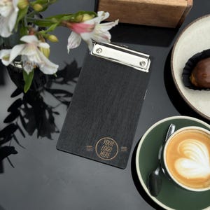 Custom Logo Wooden Check Presenter: Minimalist Cafe Bill Holder