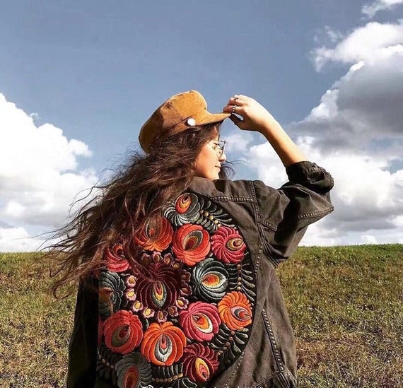 Winter floral 2024 denim jacket