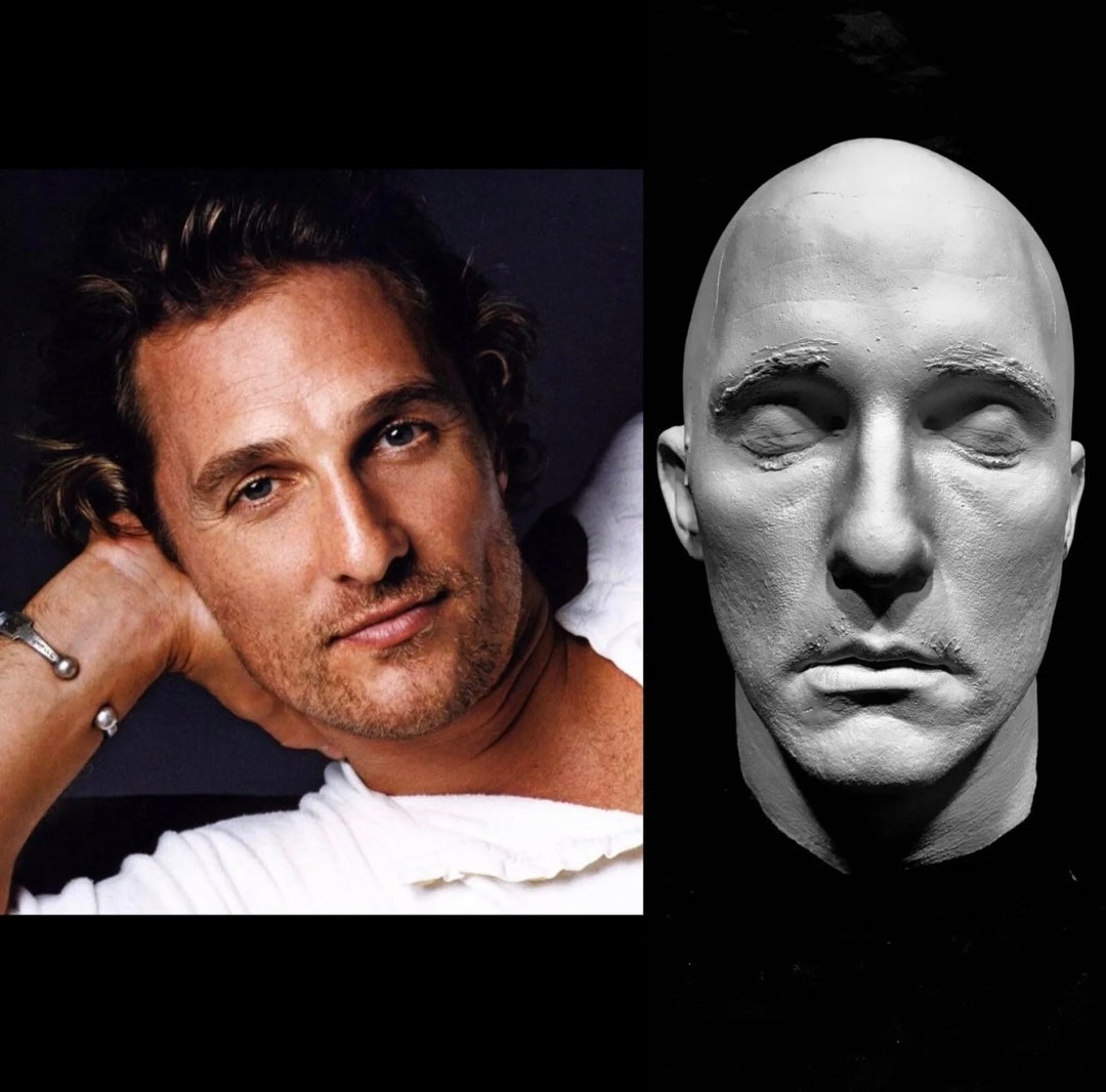 Matthew Mcconaughey Life Size Life Cast, Face Cast in White Hydrocal Plaster.  magic Mike dallas Buyers Club Alright, Alright, Alright 