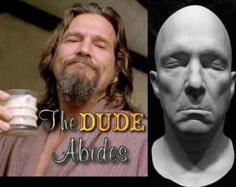 Jeff Bridges Life Mask Face Cast 1:1 The Dude, The Big Lebowski,Iron Man, Tron Legacy. Cast in White Plaster. Highly detailed skin surface.