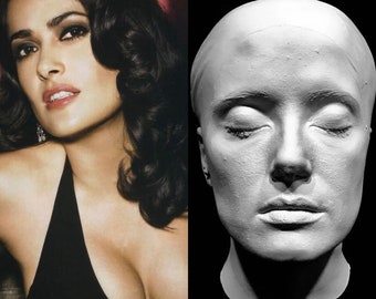 Selma Hayek Life Face Cast, Life Size Cast in white Hydrocal plaster. From Dusk till Dawn, The Hitman’s Bodyguard. Beautiful surface detail!