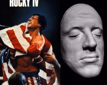 A very young Sylvester Stallone life Face Cast Life Cast. Rocky, Rambo, Judge Dredd. Cast in white Hydrocal Plaster reinforced with fiber.