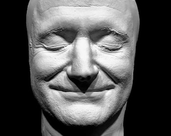 A Smiling and Very Happy Robin Williams Life Cast’ Life Size Face Cast with Superior Surface Detail!! White Reinforced Hydrocal Plaster.